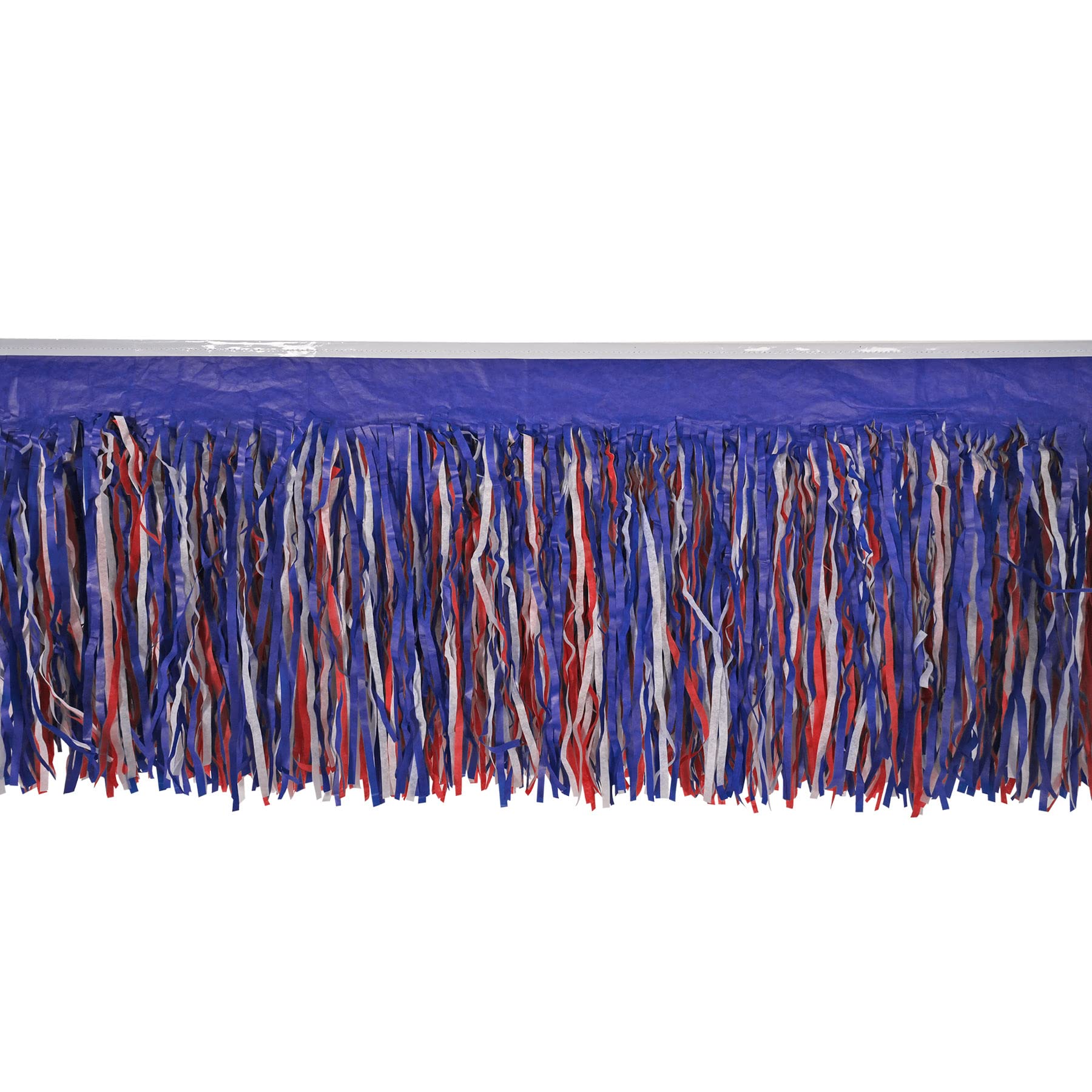 Beistle Fringe Curtain, Paper, Red/White/Blue, 15" x 10'