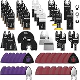 AMZWEI 190 Metal Wood Oscillating Tool Blade, Titanium Oscillating Saw Blades with Sandpaper, Quick Release Multi Tool Blades Kits Compatible with Dewalt Ryobi Milwaukee Rockwell Fein Makita