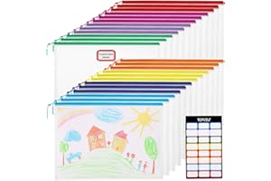 YOPCDJ 24pcs Mesh Zipper Pouch File Bags Puzzle Storage Bags, A4 13x9 Inches Large Reusable Zipper Pouches for Organizing Classroom Board Game Organization