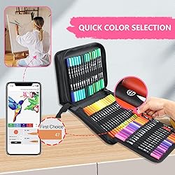 AEDAGA 100 Colors Numbered Dual Tip Brush Pens with