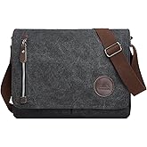 ZHIERNA Canvas Satchel Messenger Bag for Men Women, Vintage Shoulder Crossbody 13.3" Laptop Bag for Work Travel