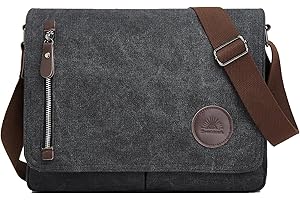 ZHIERNA Canvas Satchel Messenger Bag for Men Women, Vintage Shoulder Crossbody 13.3" Laptop Bag for Work Travel