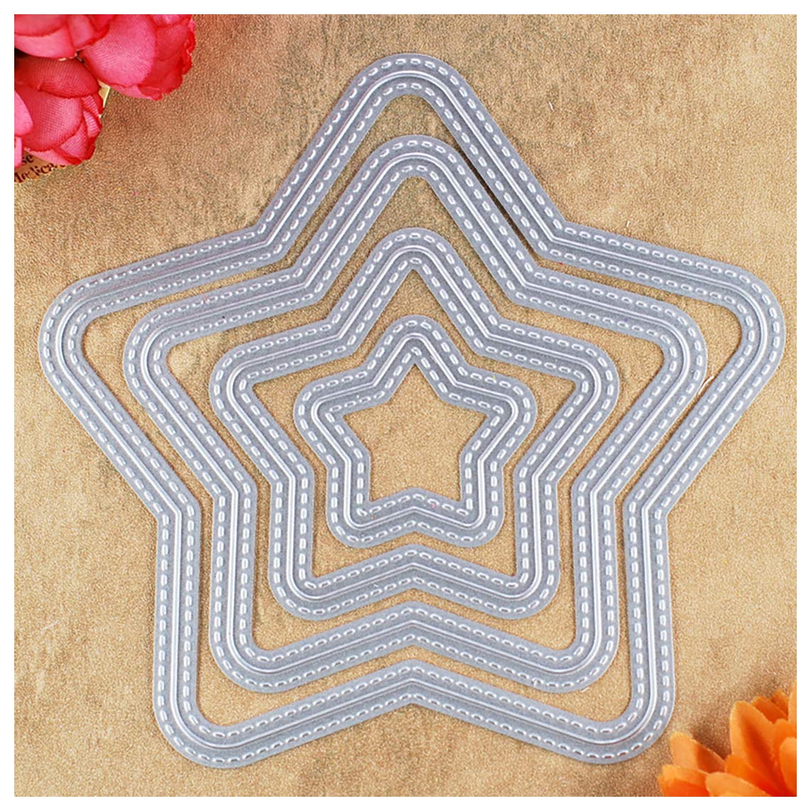 Kwan Crafts 4pcs Outside and Inside Star Metal Die Cutting Dies for DIY Scrapbooking Photo Album Embossing Folder