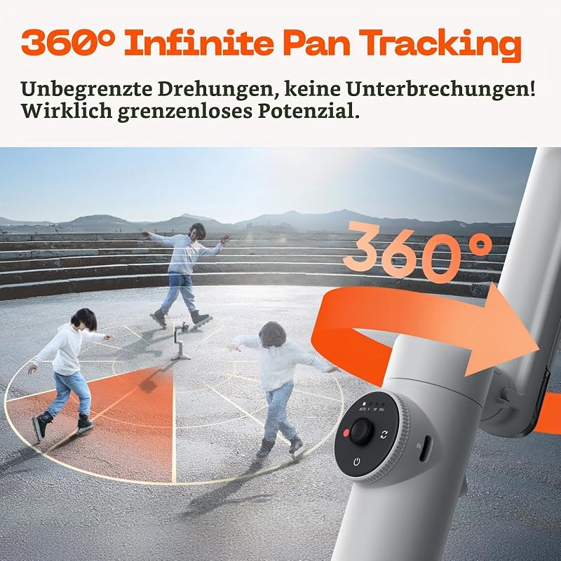 Flow Pro - KI-gestützter Smartphone-Gimbal-Stabilisator mit 3-Achsen, Apple DockKit-Integration, Unbegrenztes 360°-Schwenk-Tracking, Stativ integriert, Zusammenklappbar & mobil