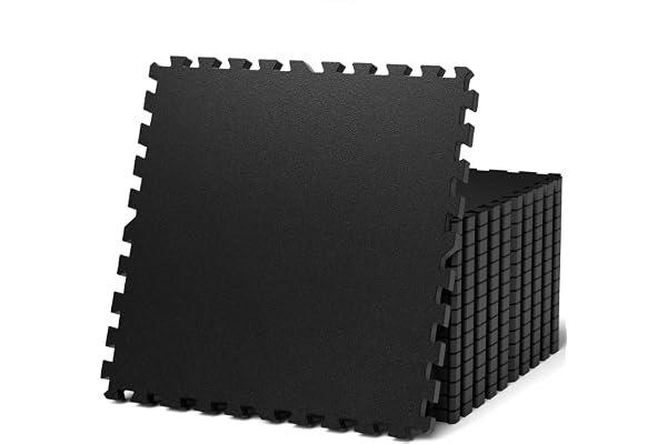 AIRHOP 0.79" Thick Gym Flooring for Home Gym, 48 Sq Ft Rubber Top Gym Mat | 12 Tiles, High Density EVA Foam, Waterproof & Non