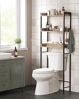 VASAGLE Over-The-Toilet Rack 3-Tier Greige Black BTS002B02 Space-Saving Storage view 5