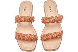 Veittes Women's Flat Slide Sandals - Casual Classic Simple Strappy Slip on Flat Summer Sandals.