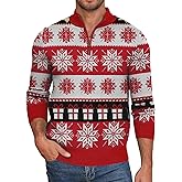 NITAGUT Mens Ugly Christmas Sweaters Funny Graphic Quarter Zip Sweaters Long Sleeve Knitted Pullover Sweaters