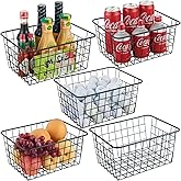 JUNCHU CHERRY Wire Kitchen Storage Basket 5 Packs,Perfect Pantry Organization Accessories Basket,Laundry,Countertop Organizat