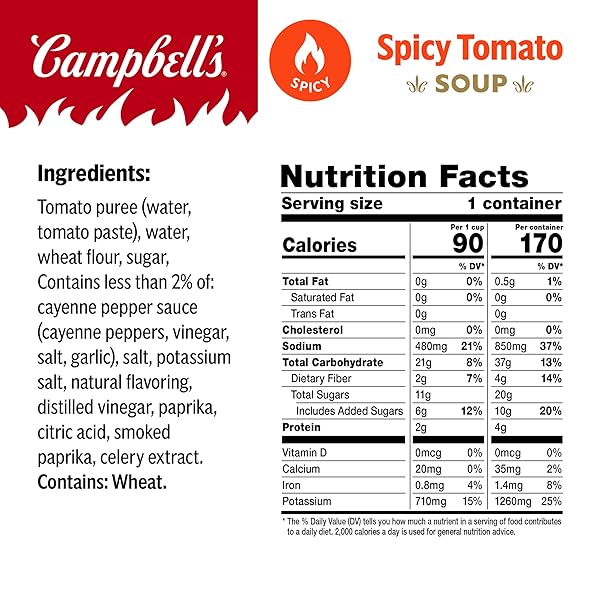 CAMPBELL’S SPICY TOMATO SOUP, 15.4 OZ MICROWAVABLE BOWL