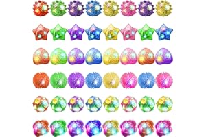 48 Pack LED Light Up Rings Bulk - Colorful Flashing Jelly Bumpy Rings, Glow in The Dark Party Supplies, Blinking Glow Rings f