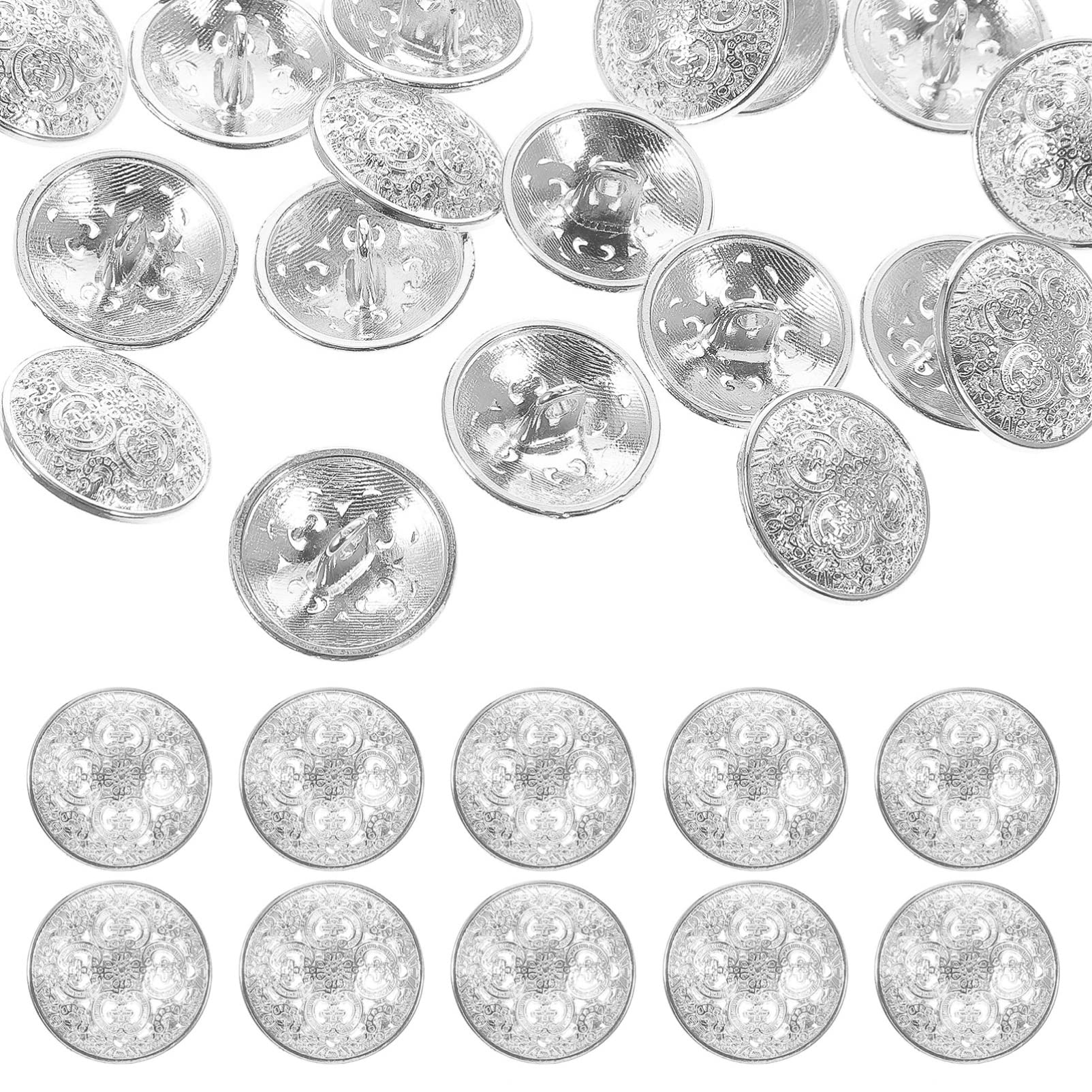 Milisten 30pcs Metal Round Flat Buttons - Coats, Jacket, Shirt, Suit, Trousers Buttons for DIY Craft Sewing - Silver, 23mm