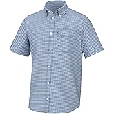 HUK - Men's Tide Point Pattern Short Sleeve Shirt, Fishing Button Down