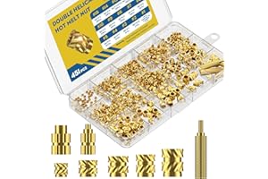 Vibit 451 Pcs Threaded Inserts for Plastic, M2 M2.5 M3 M4 M5 M6 Heat Set Inserts with Soldering Tip & Adapter, Brass Heat Inserts, Metric Knurled Nut Inserts Kit for 3D Printing Components