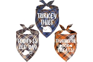 JOTFA 3 Pack Dog Thanksgiving Bandanas, Fall Dog Bandanas Holiday Dog Bandanas Dog Thanksgiving Outfit for Small Medium Large Dogs Pets (Large)