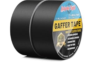 Ealyder Tape 2 Pack Black Gaffers Tape 2 Inch x 30 Yards - Heavy Duty, Waterproof, No Residue, Non-Reflective, Easy Tear Gaffers Stage Tape - Multipurpose