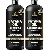 INFINA ESSENTIALS Batana Oil Shampoo and Conditioner Set | 16 fl oz Each | with Biotin & Tea Tree | Moisturizing, Strengthening & Nourishing Formula | Promotes Hair Growth and Thickness