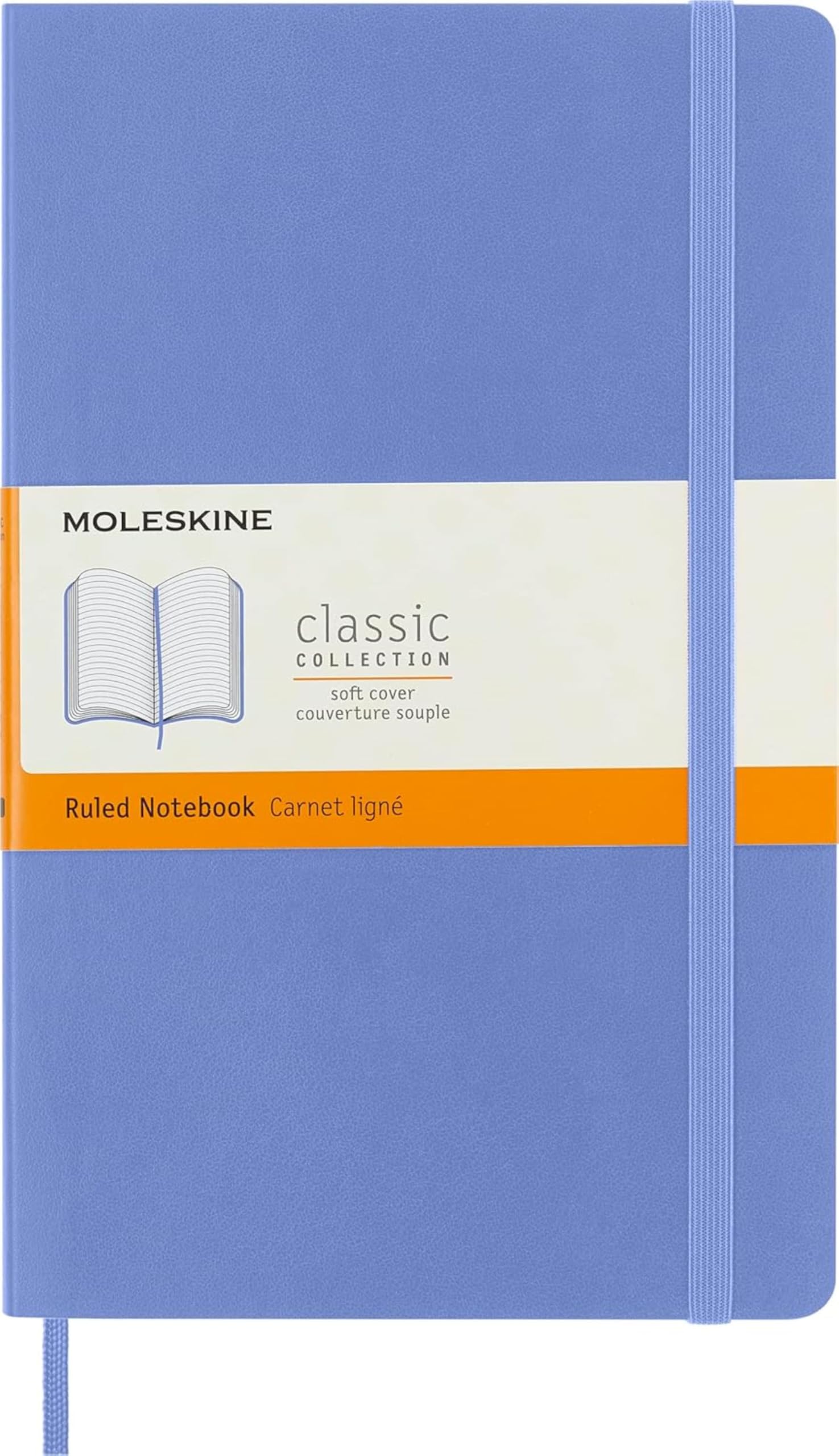 Moleskine Classic Notebook, Notebook With Ruled Pages, Soft Cover and Elastic Closure, Hydrangea Blue, Large, 13 x 21 cm, 240 Pages
