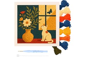 Punch Needle Kits, Easy DIY Embroidery Kit, Original Home Decor Design Starter Craft Set, Including Pattern Punch Needle Pen 