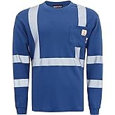 BOCOMAL FR Tee Shirts High Visibility/Hi Vis Flame Resistant/Fire Retardant Shirt 7oz Reflective Men's Safety Shirts