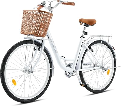 Viribus Vintage Ladies Bike 26 Inch Dutch Style City Bicycle with Basket