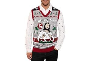 Arvilhill Mens Christmas Vest Sweater Ugly V-Neck Sleeveless Santa Gingerbread Pullover (S-3XL)