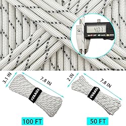 VVAAGG Reflective Paracord Rope 100FT, 7 Strand