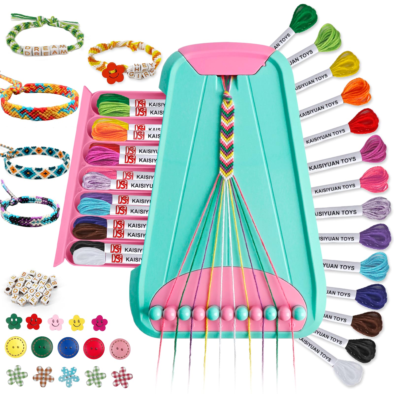 Arts and Crafts for Kids Ages 8-12,Friendship Bracelet Making Kit for Girl,Kids Jewelry Making Kit with 28 Pre-Cut Threads,Christmas Birthday Gifts for Ages 6 7 8 9 10 11 12 Year Old (LightBlue/Pink) — image 1