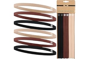 Tough Headwear Thin Elastic Headbands for Men - Sports Hair Head Band for Women & Men - Non Slip Mens Workout Headband - Running or Soccer Headband - 6-Pack