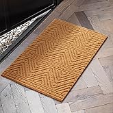 Front Door Mat Indoor Outside Entrance, Heavy Duty Dirt Trapper Coir Doormat with Non Slip Backing Entryway Rug for Front Back Door, 17x30, Brown