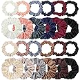 Pengxiaomei 24 Pcs Satin Hair Scrunchies, 2 Sizes Silk Hair Ties Hair Scrunchies Skinny Elastic Hair Bands for Women Girls School Gift