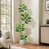Artificial Fiddle Leaf Fig Tree with Planter, 5FT Tall Likelife Faux Plants with 47 Leaves - Fake Floor Trees for Home Office Decor Indoor Outdoor