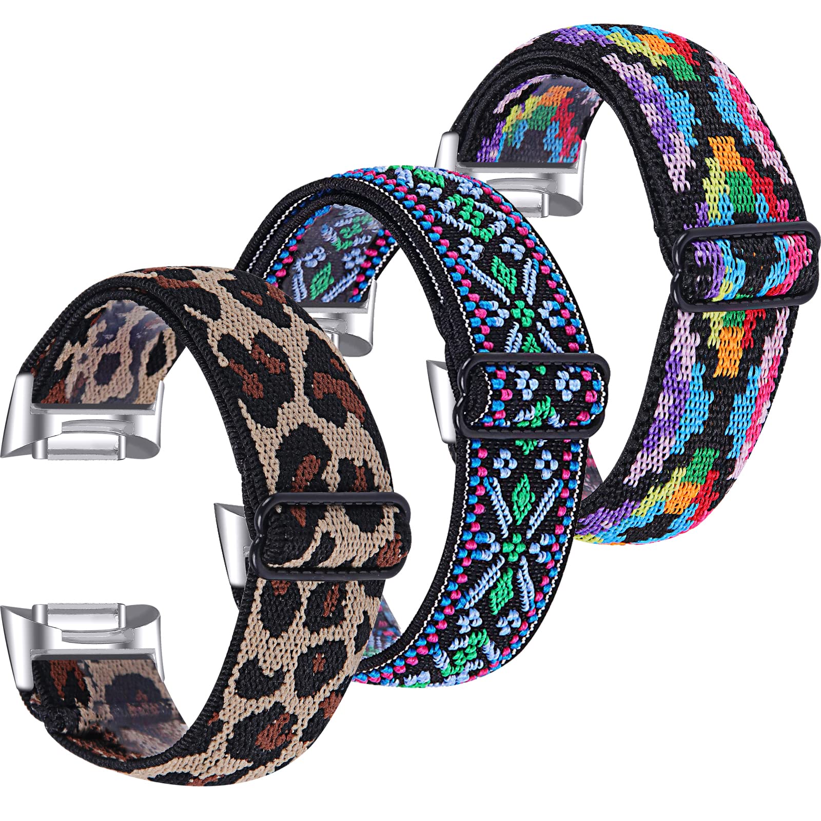 Gimuk Compatible with Fitbit Charge 5/Charge 6 Strap for Women Men, Soft Nylon Woven Stretchy Adjustable Elastic Replacement Sport Strap Wristband for Fitbit Charge 5/Charge 6 Small Large