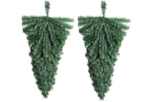 Algado 2Pcs Christmas Swags, 18inch Christmas Swag Artificial Green Christmas Teardrop Door Swag, Faux Pine Christmas Greenery Teardrop Swag for Xmas Holiday Mantle Fireplace Decorating