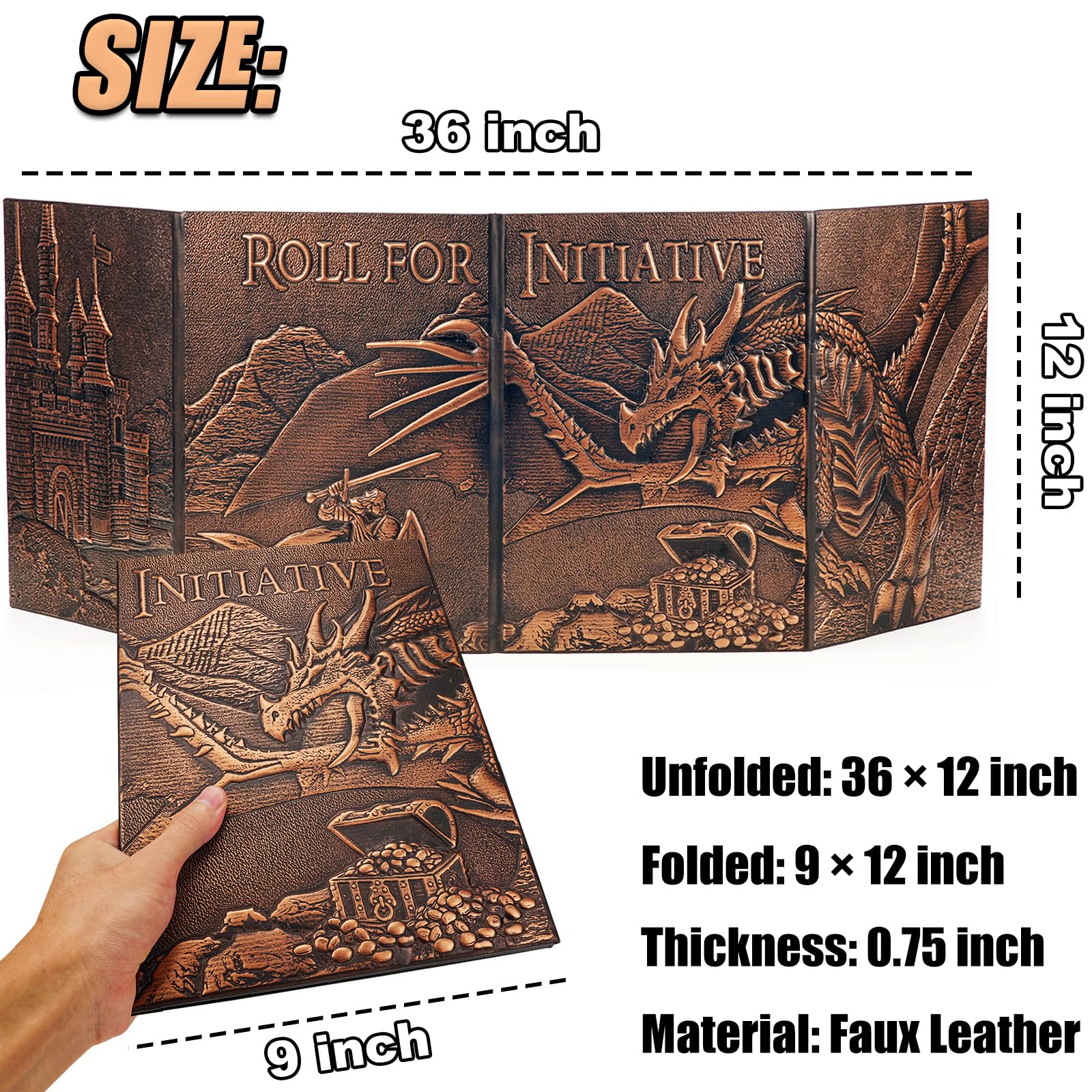 Mua DND DM Screen 5e, D&D Dungeon Master Screen 3D Faux Leather 4 Panel ...