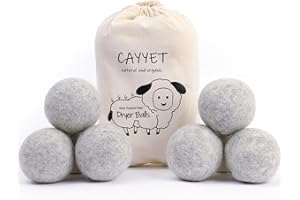 CAYYET Wool Dryer Balls XL 6-Pack, Dryer Balls Laundry Reusable Reduce Clothing Wrinkles, Drying Clothes Faster（Grey）…