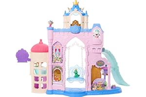 Mattel Disney Princess Pet Castle Playset with 7 Play Areas, 3 Animal Friends, Furniture & 17 Accessories, 2+ ft Tall Pet Palace, Inspired by Movies