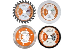 BGTEC Circular Saw Blade - 4PCS 3" Cutting Dics Arbor 3/8" for Wood Plastic Glass Tile Metal Steel