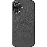 LONLI Urban | Pebbled Leather - European Genuine Pebbled Leather Case for iPhone 17 - [Built-in Camera Control and Compatible with Magsafe] - Black