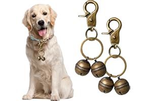WHIMSII Cat & Dog Collar Bell, Pack of 2, Extra Loud Dog Bell for Pet Tracking & Saving Wildlife, Birds, Durable Iron Split Ring & Lobster Bell Clip
