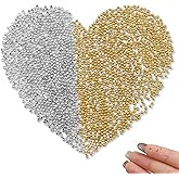 1600PCS 2.0mm Crimp Beads for Jewelry Making, Gold Silver Spacer Stopper Bead Clamp Ends, Copper Bead Half Round Open Mini Crimp Beads Covers for Jewelry Necklace Bracelet Earring Making