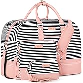 Weekender Bag for Women, Large Overnight Bag Canvas Travel Duffel Bag Carry On Tote with Shoe Compartment 21" 3Pcs Set