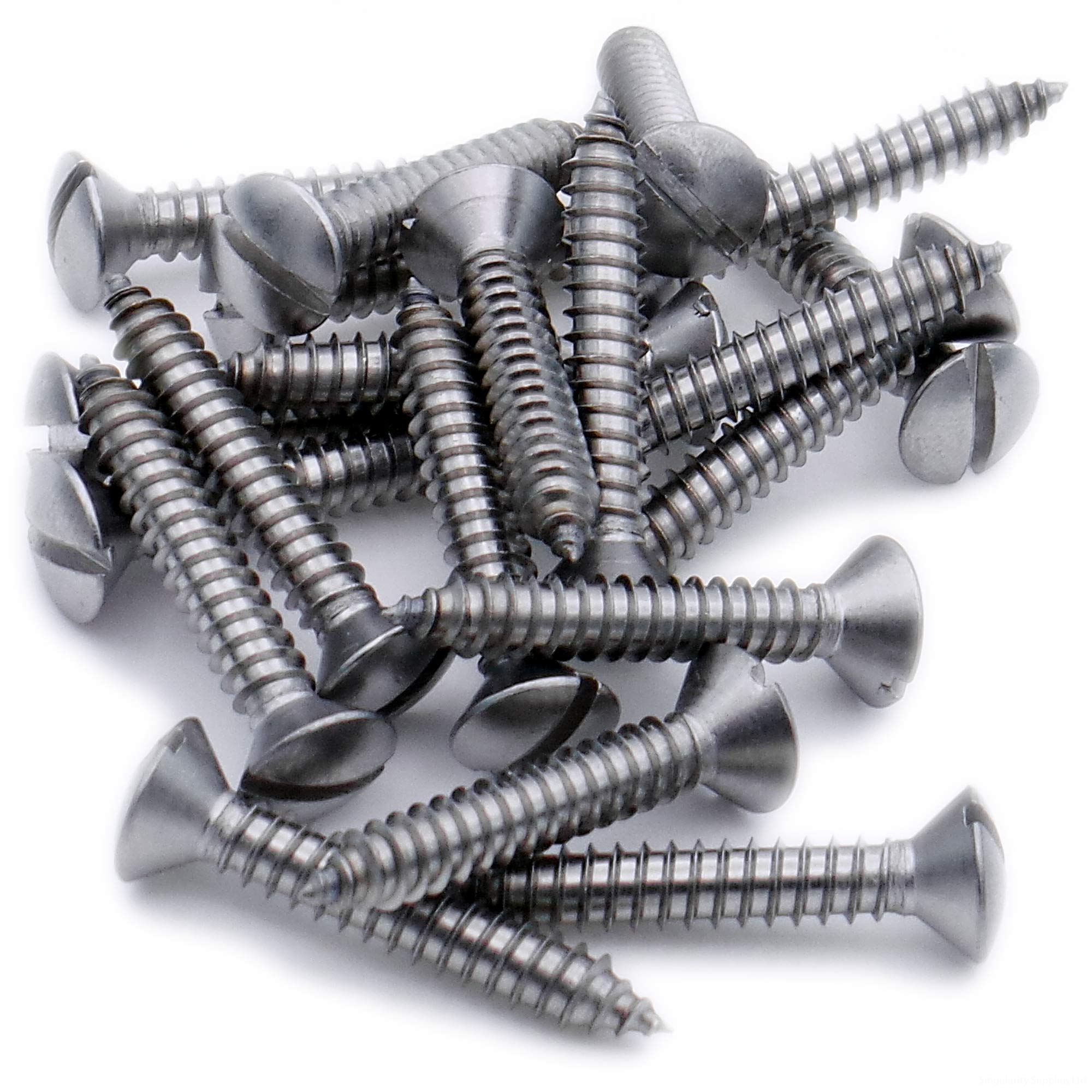 No.4 x 0.625 (2.9mm x 16mm) Slot Raised Countersunk Self-Tapping Screw - Stainless Steel (A2) (Pack of 20)
