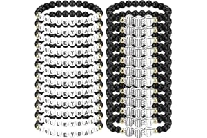 Huquary 24 Pack Team Gifts Ball Letter Clay Beaded Bracelet Bulk Sport Party Favors Adjustable Sports Charms Bracelets Ball Player Coach Games Day Gifts for Teen Women Man Adults