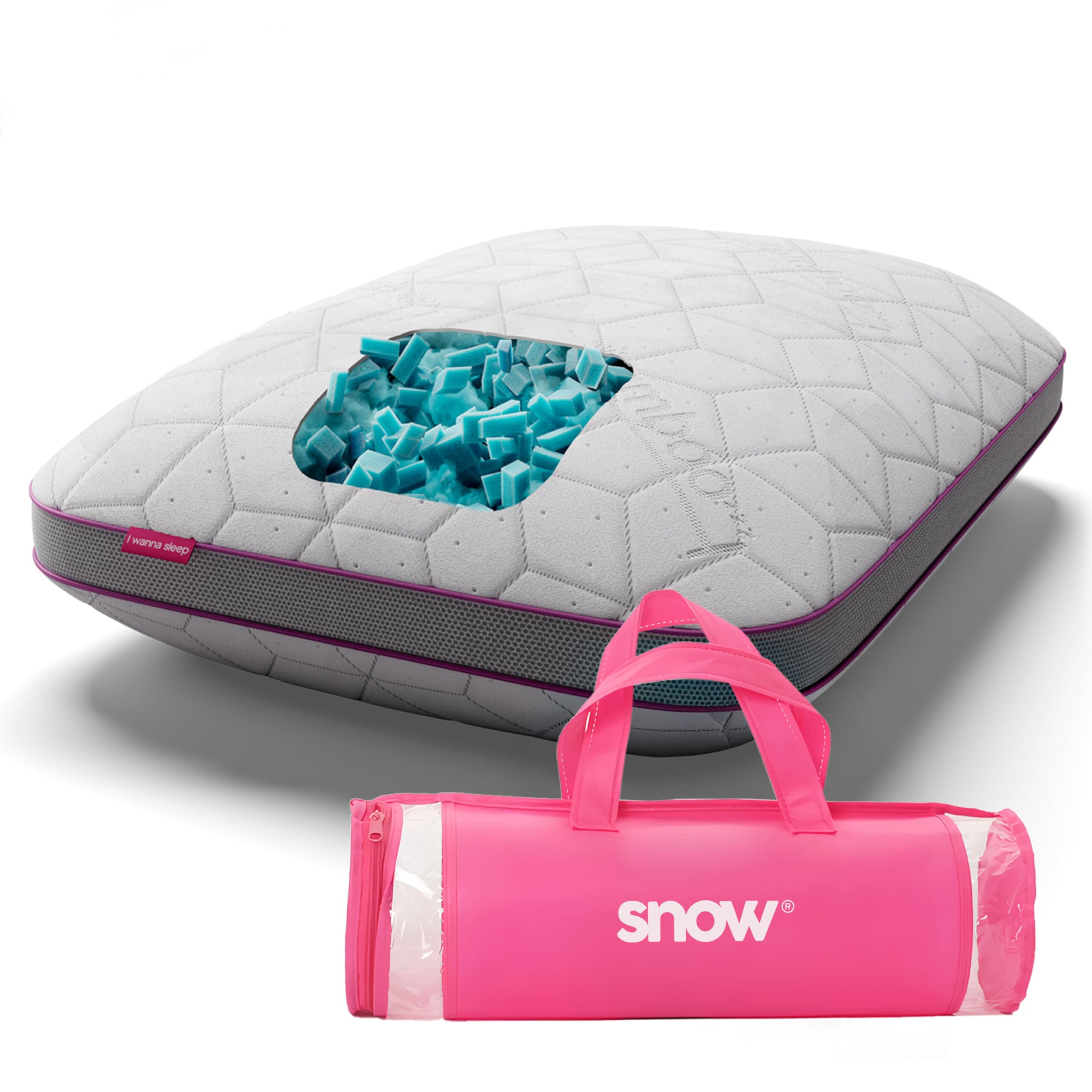 Photo 1 of IWS I WANNA SLEEP Adjustable Cooling Pillow, Neck Support, Queen Size Bed Pillows for Sleeping, Gel Cross Cut Memory Foam, Side Sleepers, Snow® Pillow