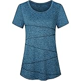 Workout Tops for Women Short Sleeve Shirts for Women Quick Dry Line Decor Yoga Tops