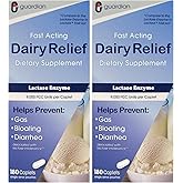 guardian Dairy Relief Fast Acting Lactase, 360 Caplets, 9000 FCC Maximum Strength, Lactose Intolerance Pills, Lactase Enzyme Supplement (360 CT)