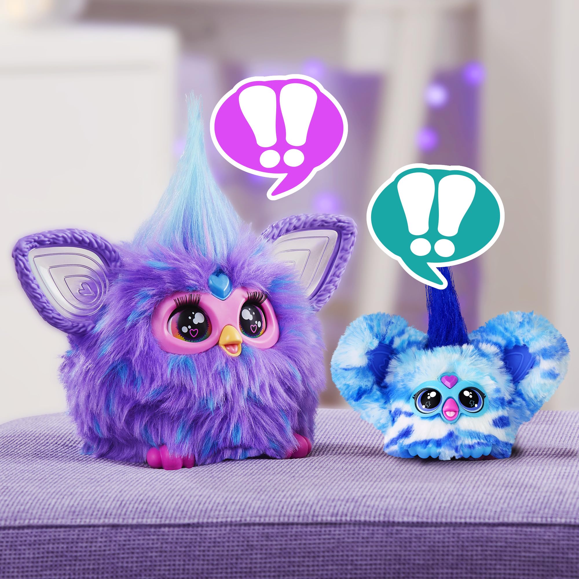 Furby Furblets 2-Pack, Mini Friends Pix-Elle & Ooh-Koo, 45+ Sounds Each, Music & Speaks Only Furbish, Electronic Plush Toys, Multicolor & Blue/White, Back to School Gifts, Ages 6+ (Amazon Exclusive)