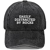 Easily Distracted by Rocks Hat Men Funny Dad Hat Funny Birthday Gifts for Men