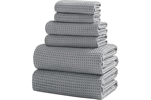 XIQ 40x80 Inch Oversized Bath Sheets Towels for Adults Waffle Weave Bath Towels Extra Large Sets Highly Absorbent Quick Dry Microfiber Towels (Grey,6PCS)